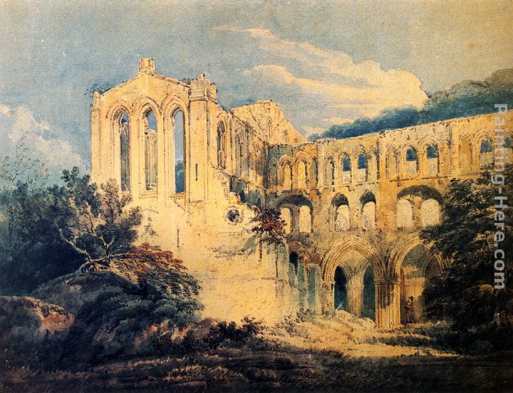 Rievaulx Abbey, Yorkshire (detail) painting - Thomas Girtin Rievaulx Abbey, Yorkshire (detail) art painting